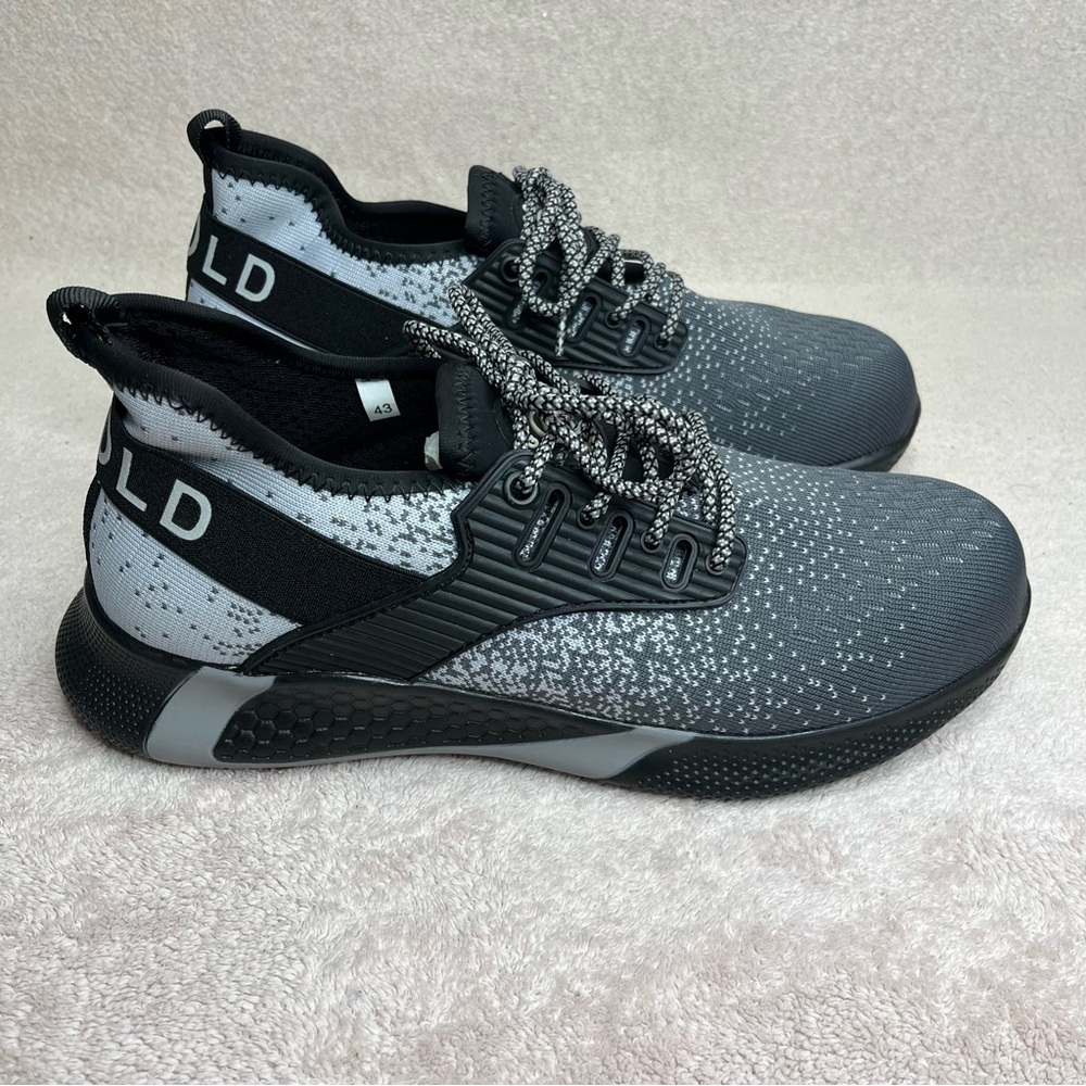 TQ Gold Black/Gray Athletic Sneakers-Mens 9-Sporty-Running-Jogging-Sports-NEW - Picture 2 of 10